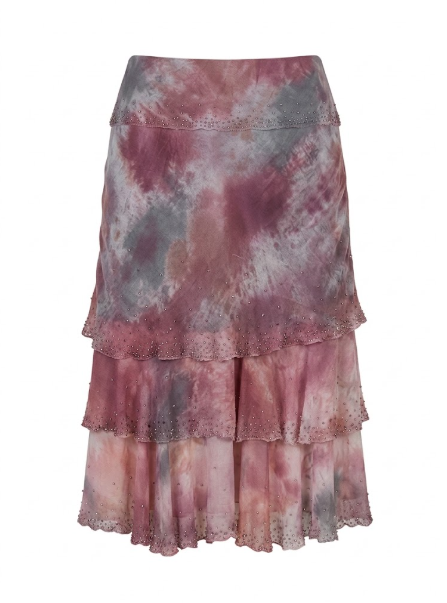Rachele Βραδινή Φούστα Μωβ Ombre | Tiered Beaded Chiffon Watercolor Skirt Made in Italy