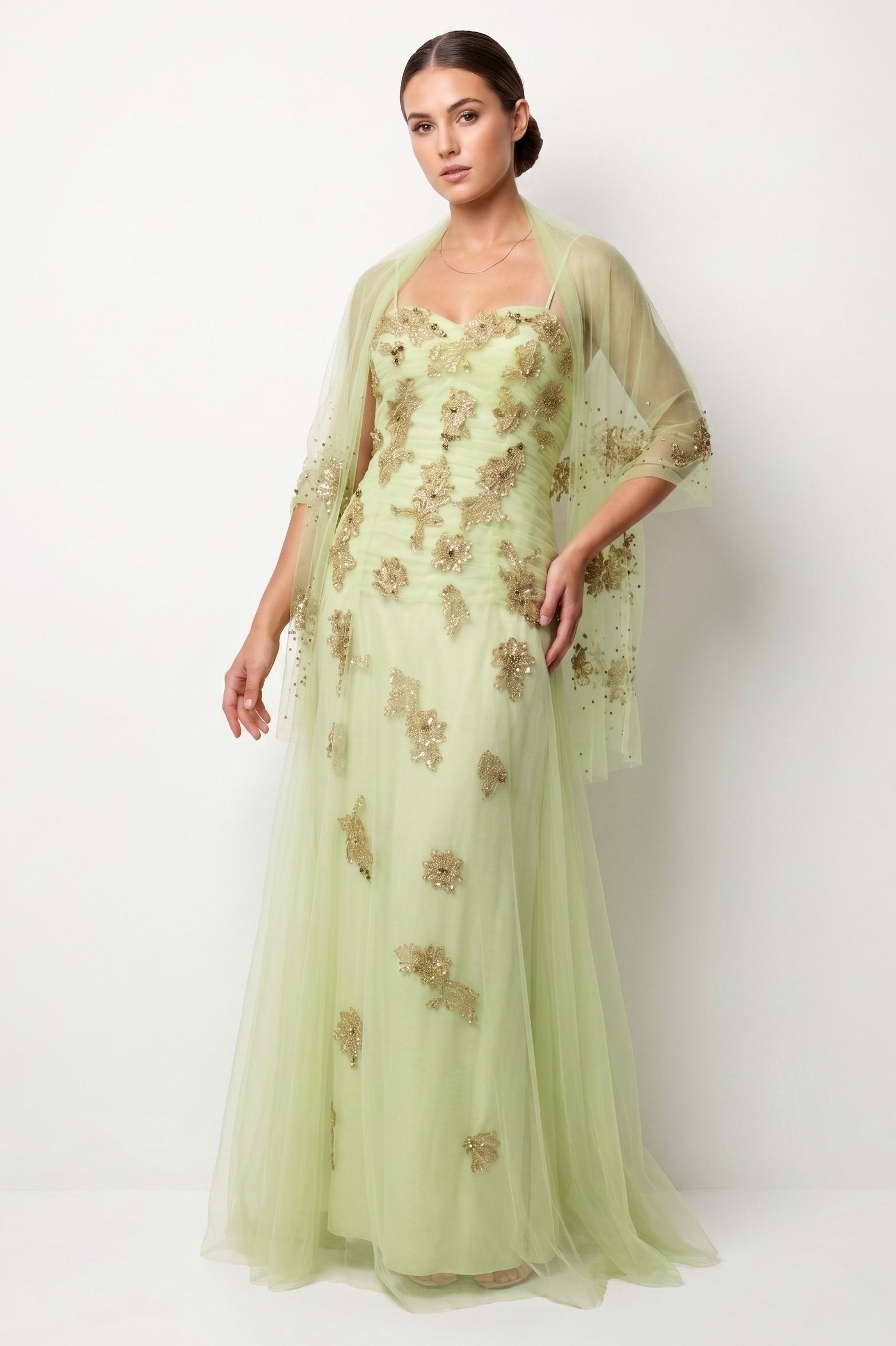 Carlo Pignatelli Μακρύ Lime Green Βραδυνό Φόρεμα