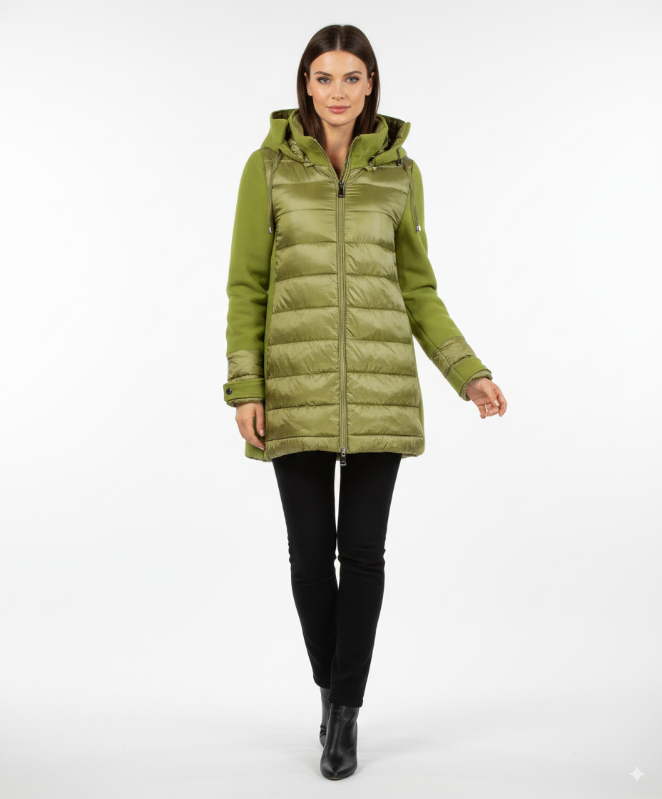 GDOS Women's Green Long Hooded Jacket