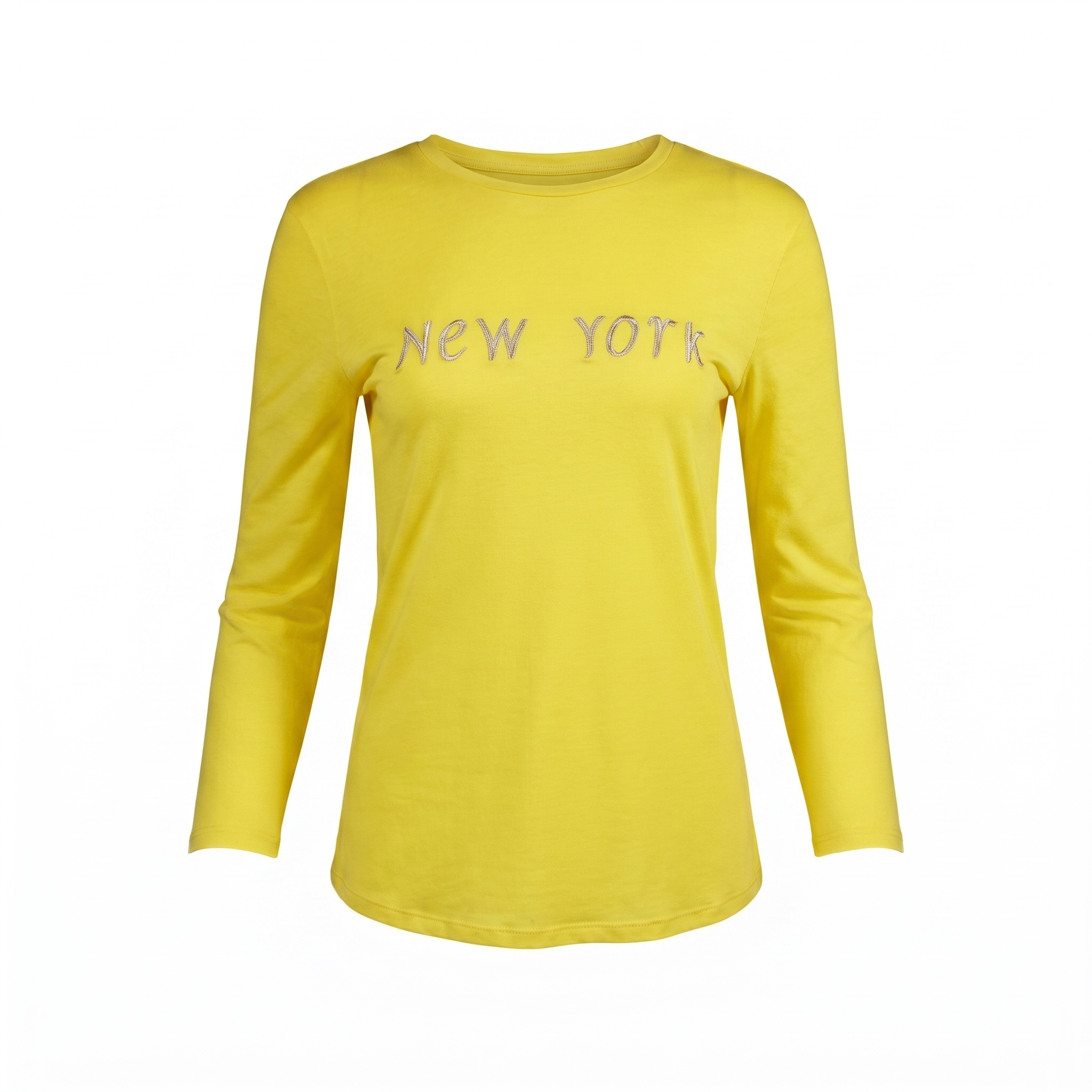 Intrecci Asolani Μπλούζα "New York" | 100% Βαμβάκι Κίτρινο & Μωβ Glitter Print