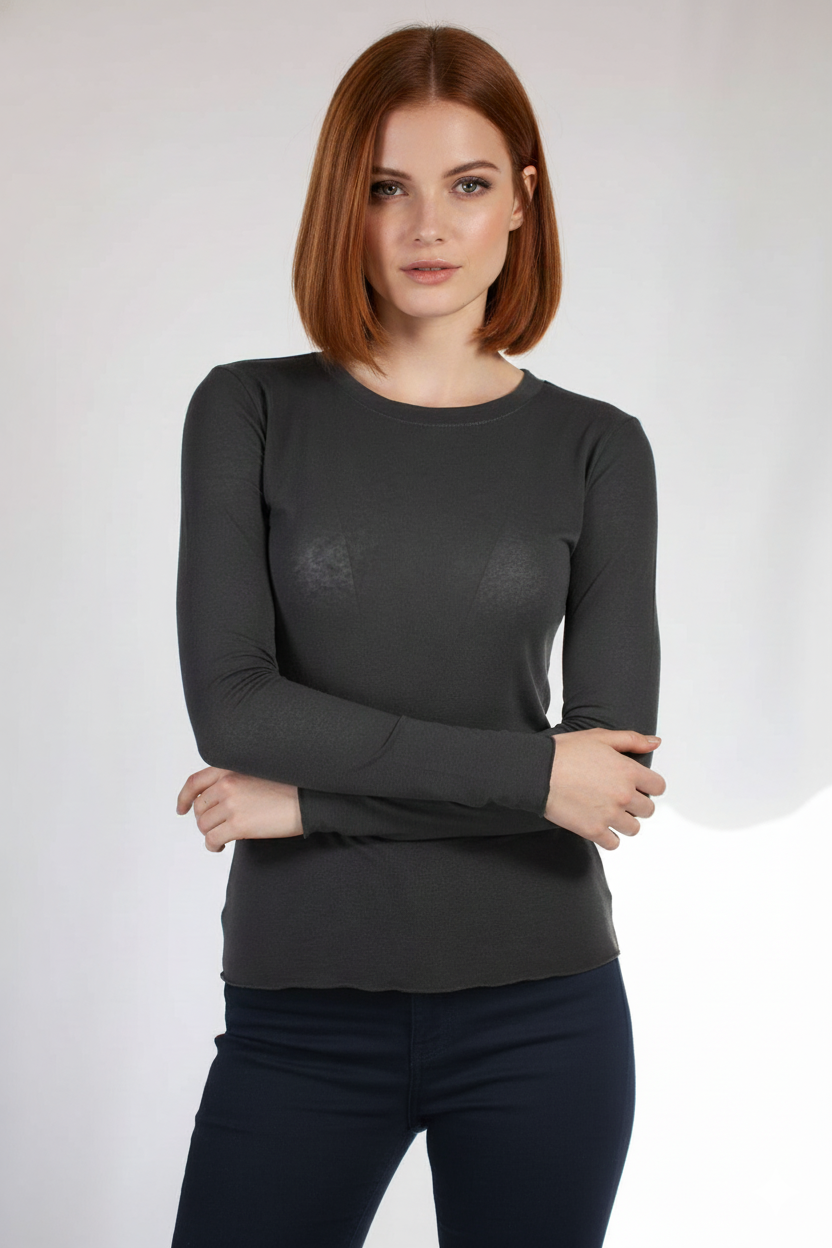 NIU Γυναικείο Μακρυμάνικο Γκρι T-Shirt