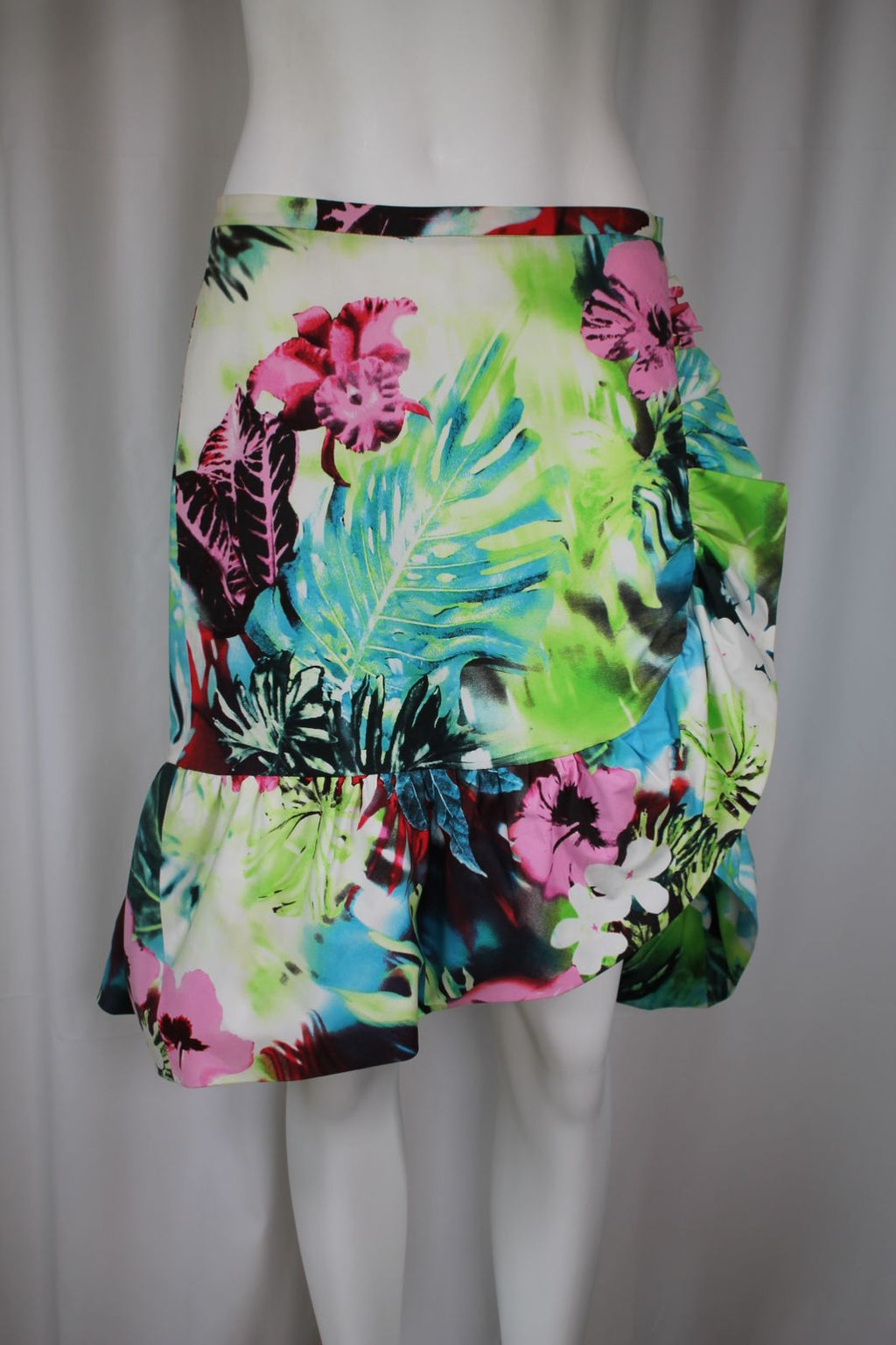 Anna Rachele Εμπριμέ Φούστα Tropical Floral | Ruffle Hem Mini Skirt Made in Italy