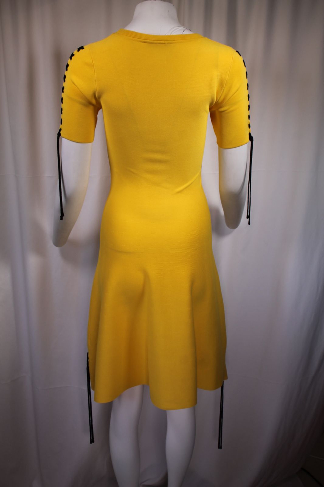 MyCatalove Κίτρινο Φόρεμα Knit | Lace-Up Μανίκι Cross Stitch Midi Dress Mustard