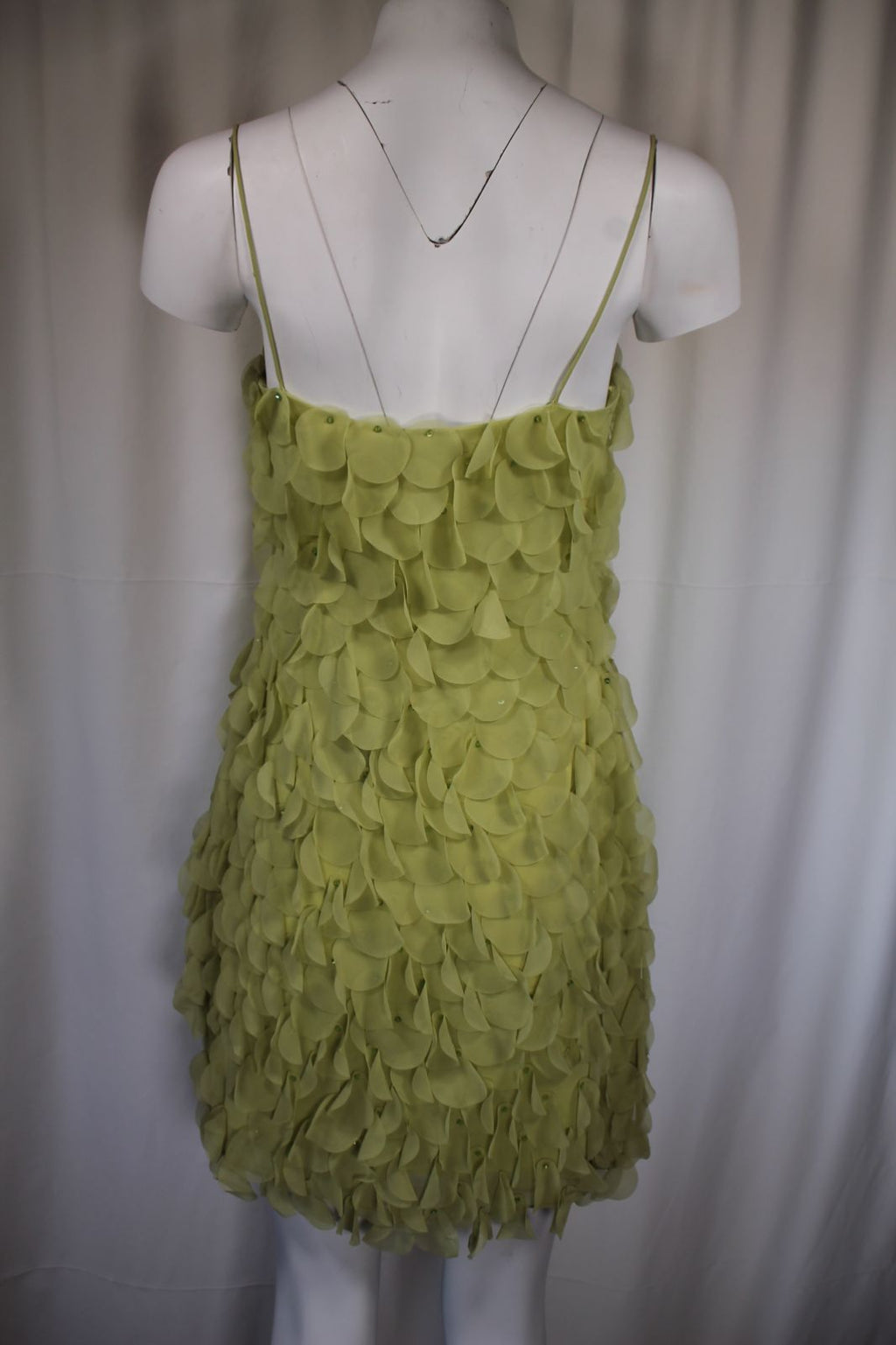 Marlys Italy Βραδινό Φόρεμα Lime Πράσινο | Φύλλα Chiffon Spaghetti Straps