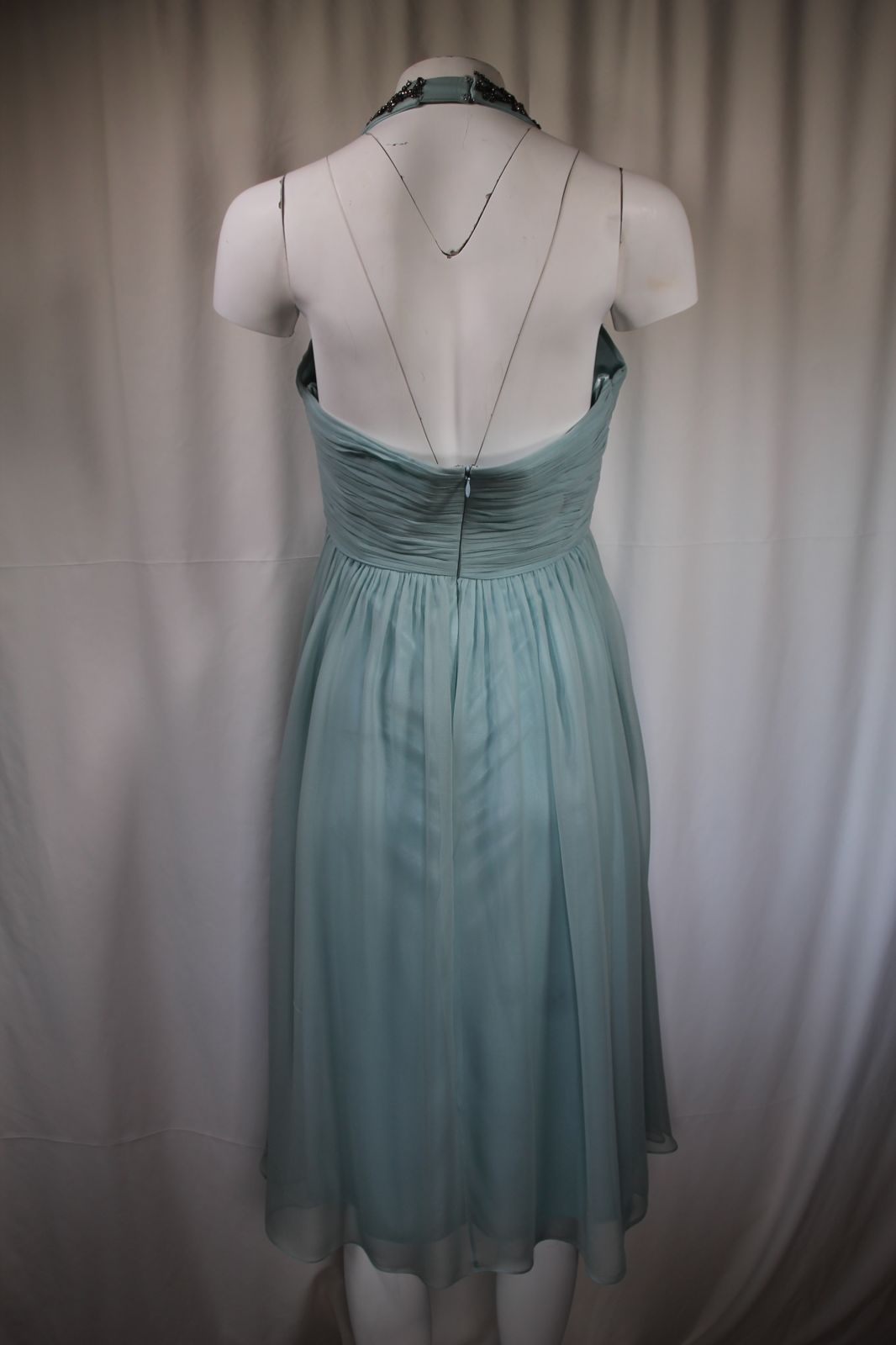 Carlo Pignatelli Βραδινό Μεταξωτό Φόρεμα | Ice Blue Halter Beaded Chiffon Φόρεμα για Γάμο