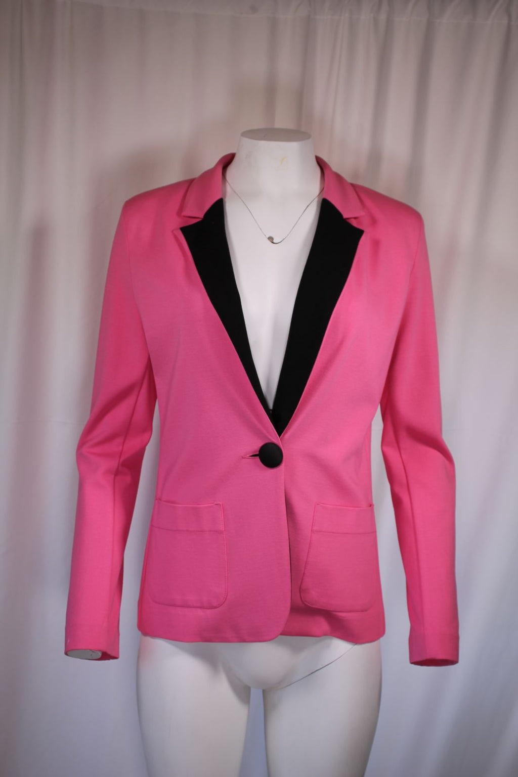 Anna Rachele Jeans Ροζ Σακάκι Blazer | Φούξια Μαύρο Lapel Single Button Made in Italy