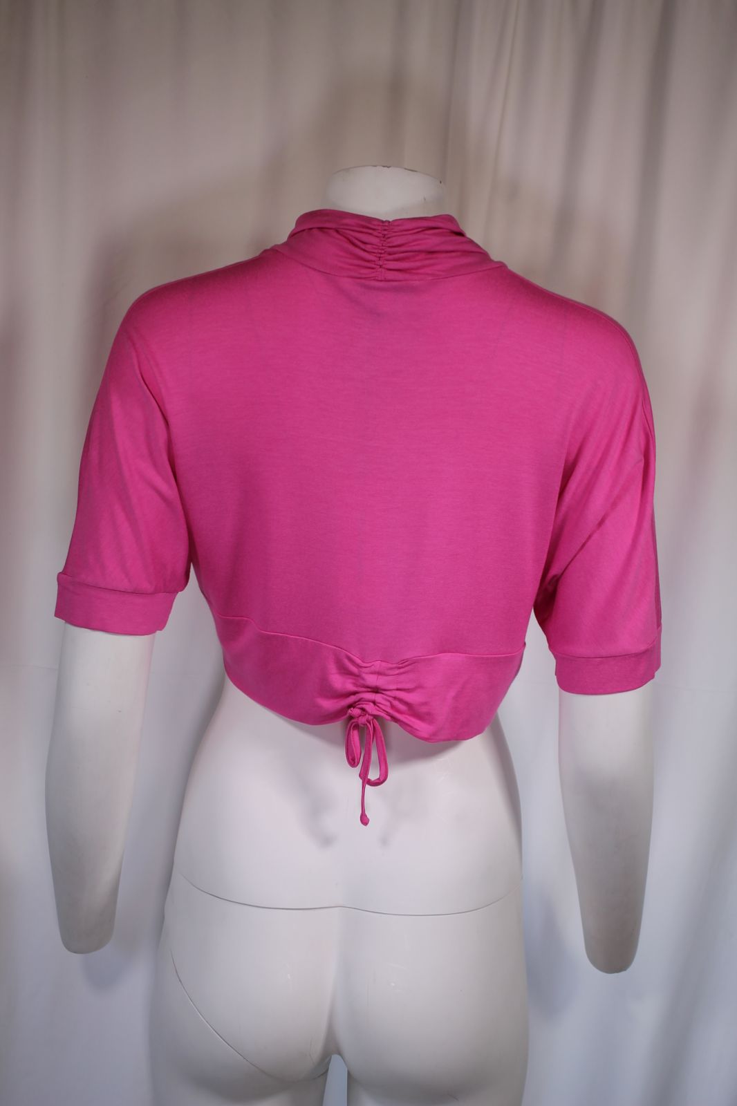 Anna Rachele Ροζ Μπλούζα Crop | Tie-Front Ruched Bolero Top Φούξια Made in Italy