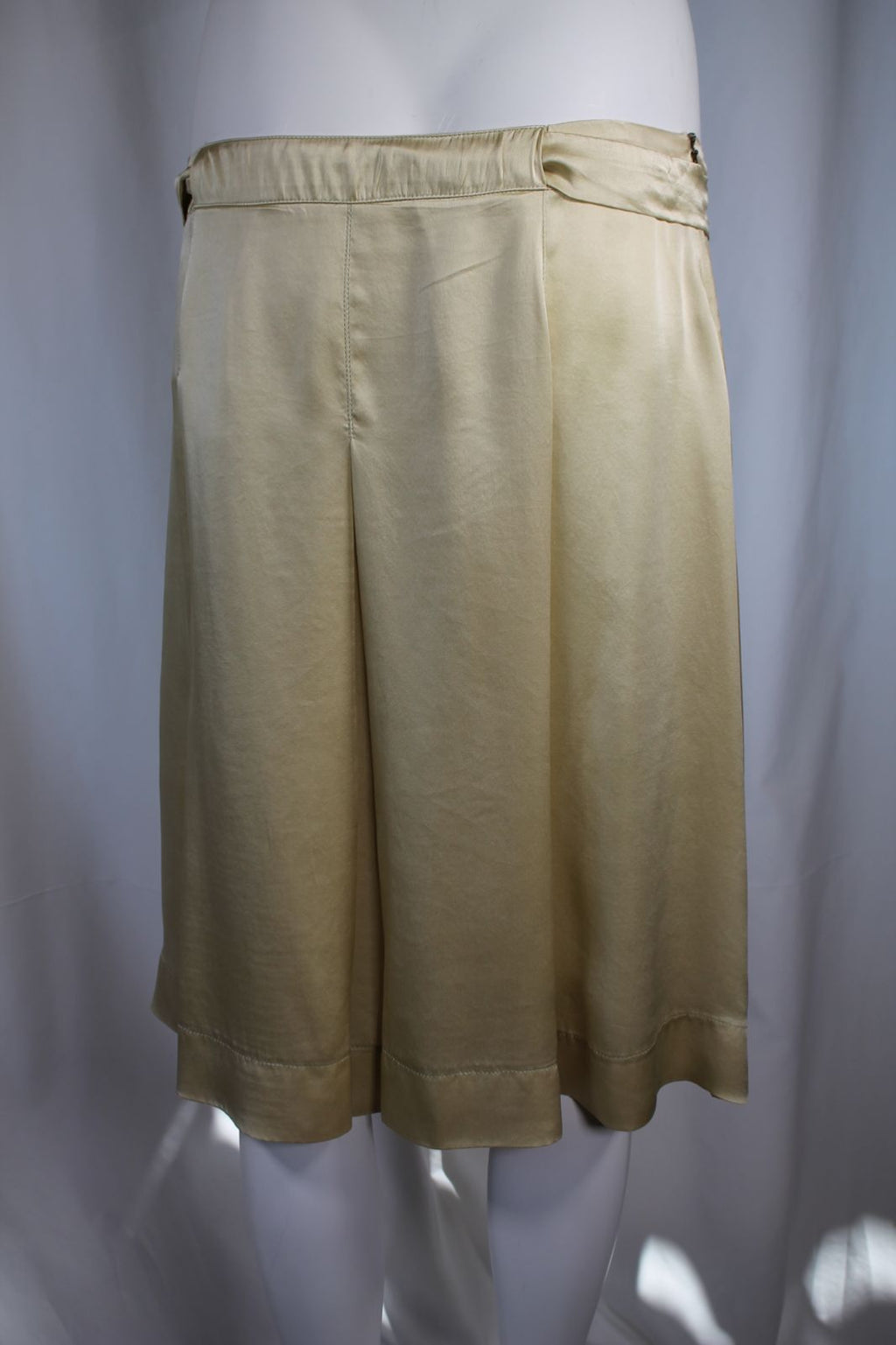 Anna Rachele Μεταξωτή Φούστα Χρυσή | Satin Bow-Belt A-Line Skirt Champagne Made in Italy