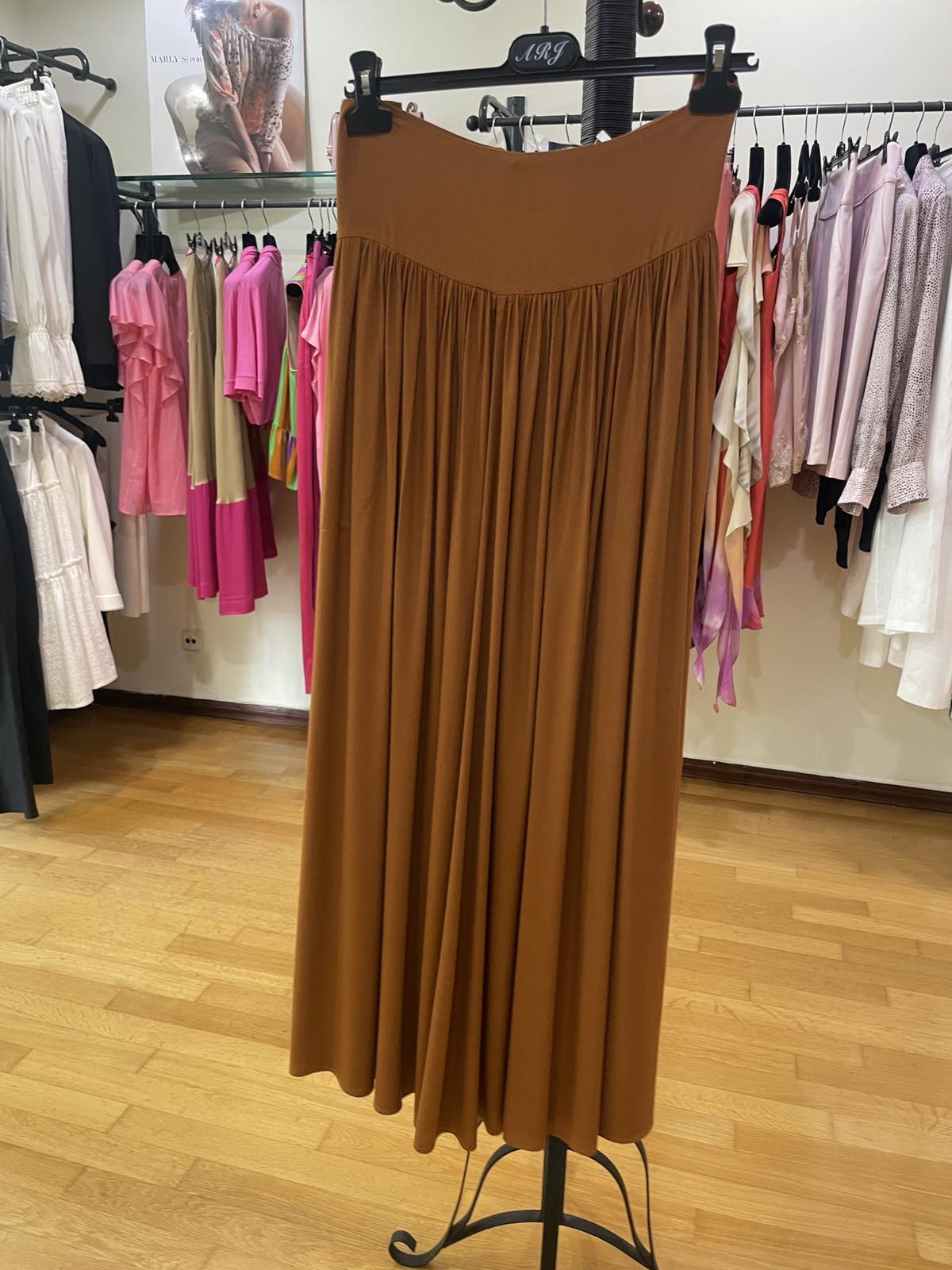 Anna Rachele Jeans Μακριά Φούστα Maxi | Gathered Ψηλόμεση Navy & Camel Made in Italy